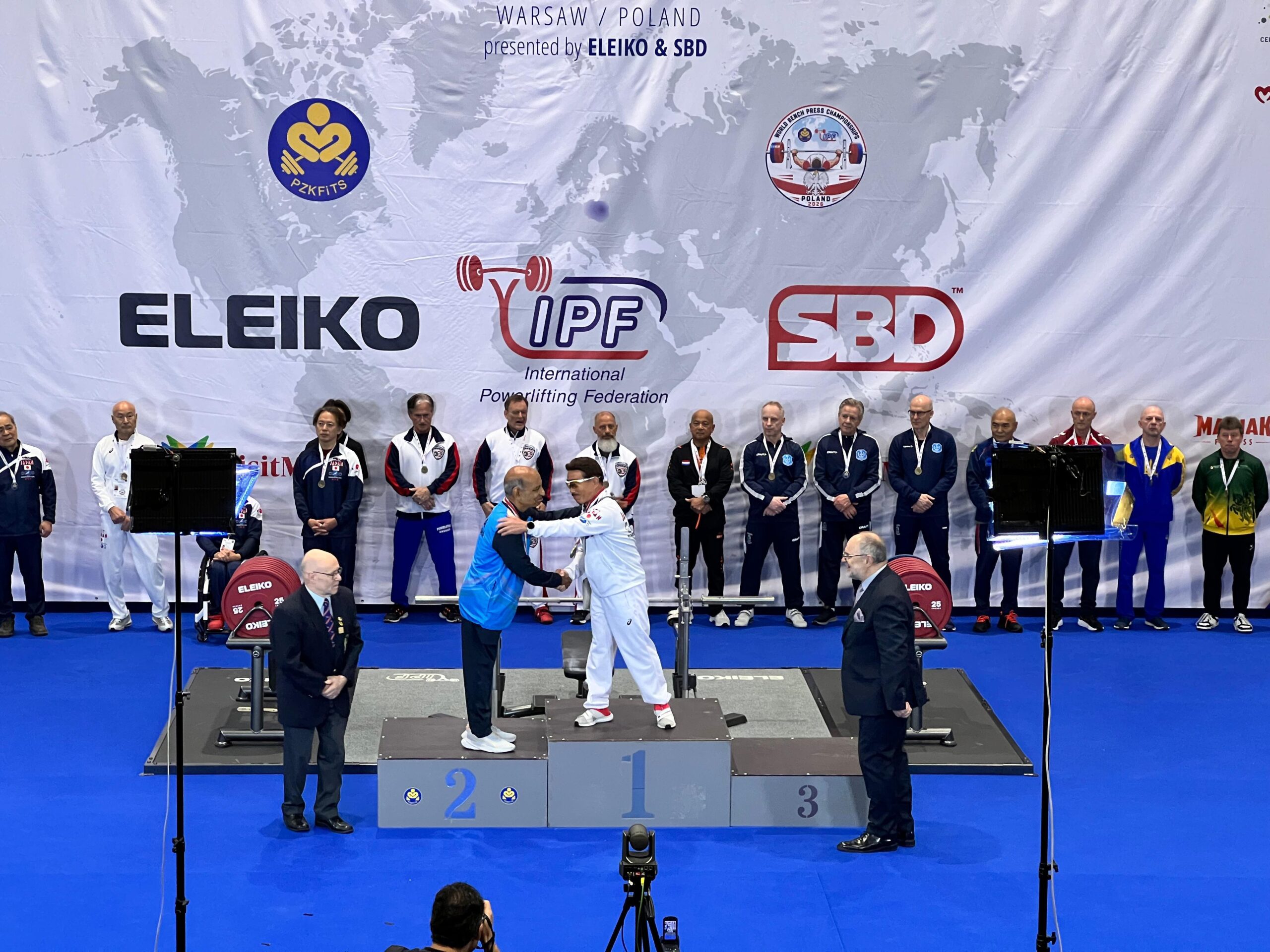 Mr. Asthana receiving his Silver medal on the World Powerlifting Championship podium